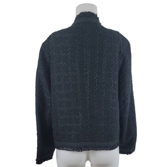 Chico's Black Dressy Wool Blend Openj Business Work Vacation Cruise Jacket 3/L - Picture 4 of 5